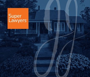 A house with a front porch and garden, overlaid with the Super Lawyers logo and a large decorative “S” graphic.